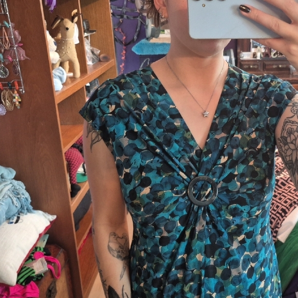 Jones Wear Teal and Black Midi Dress - Picture 2 of 4